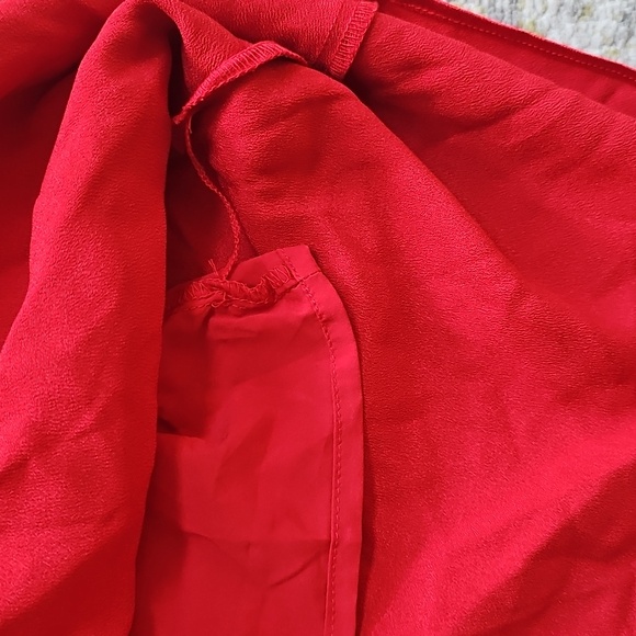 NWT CHELSEA28 Dress Red Sateen Ruched Side Midi Cocktail Medium Gown - Picture 7 of 8